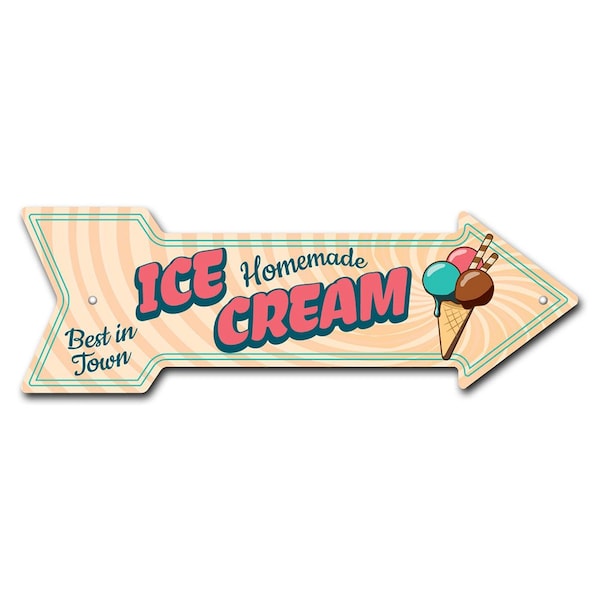 Signmission Ice Cream Homemade Arrow Sign Funny Home Decor 24in Wide P-ARROW8-999807 - main